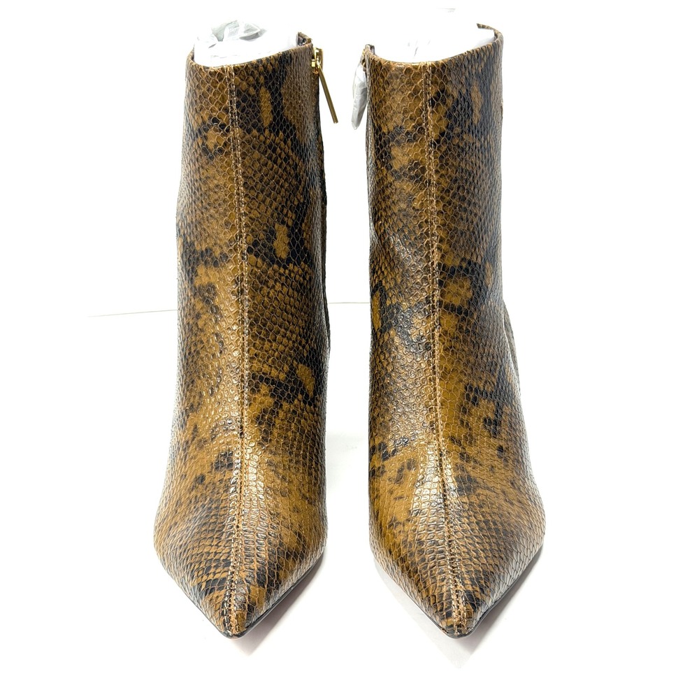 Franco Sarto Women Anna Pointed Toe Kitten Heel Dress Booties Taupe Snake 7M NWT